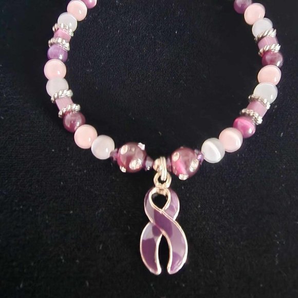 Purple/Violet Awareness Ribbon Bracelet #17 - Picture 3 of 4